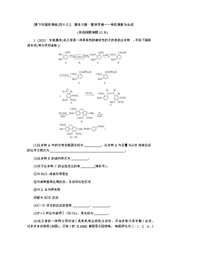 2026届高三二轮高效复习主题巩固卷 化学(双选)高考大题·整体突破——综合实验探究 Word版含解析