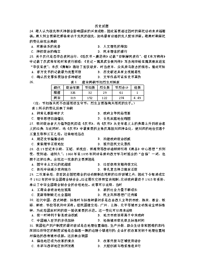 四川省达州市通川区2024-2025学年高三上学期开学考试 历史 Word版含答案