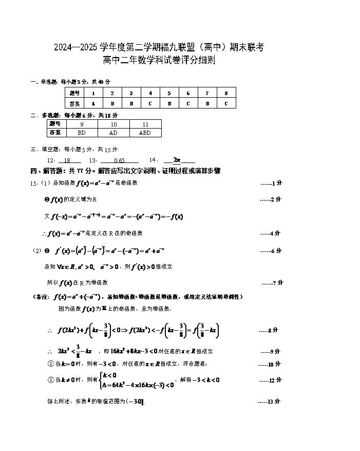 福建省漳州市2026届高三上学期第一次教学质量检测试题 数学 PDF版含答案