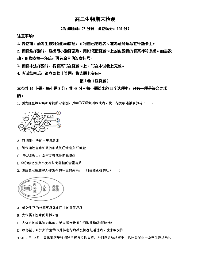 陕西省铜川市第一中学2023-2024学年高一下学期7月期末考试 生物 Word版含解析