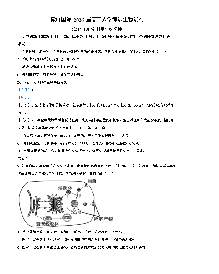 湖南省湘潭市2024-2025学年高二下学期期末考试 生物 Word版含答案
