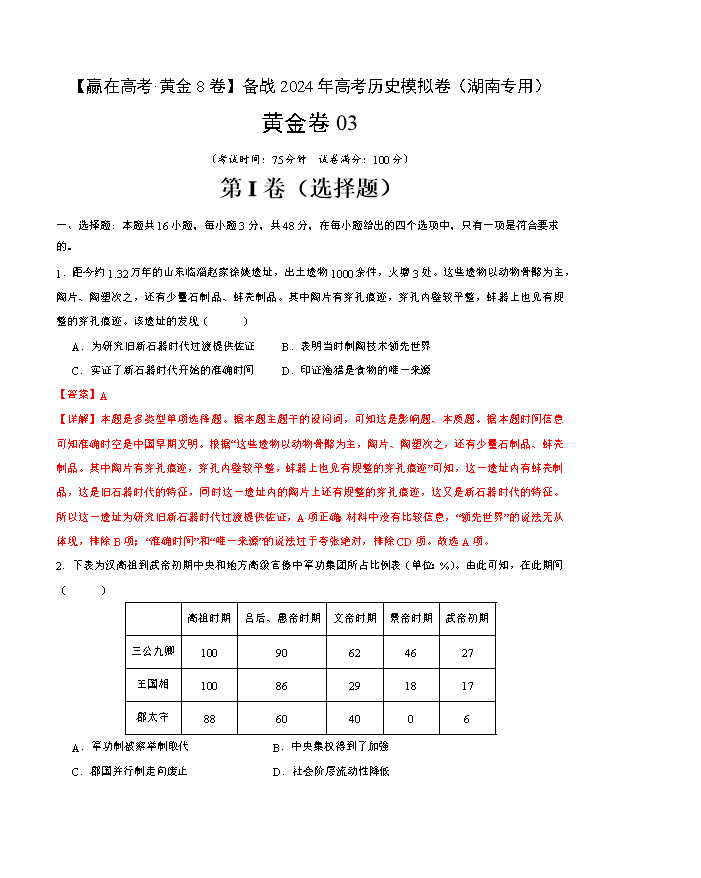 湖南省邵阳市第二中学2024-2025学年高二上学期12月竞赛历史试卷 Word版含解析