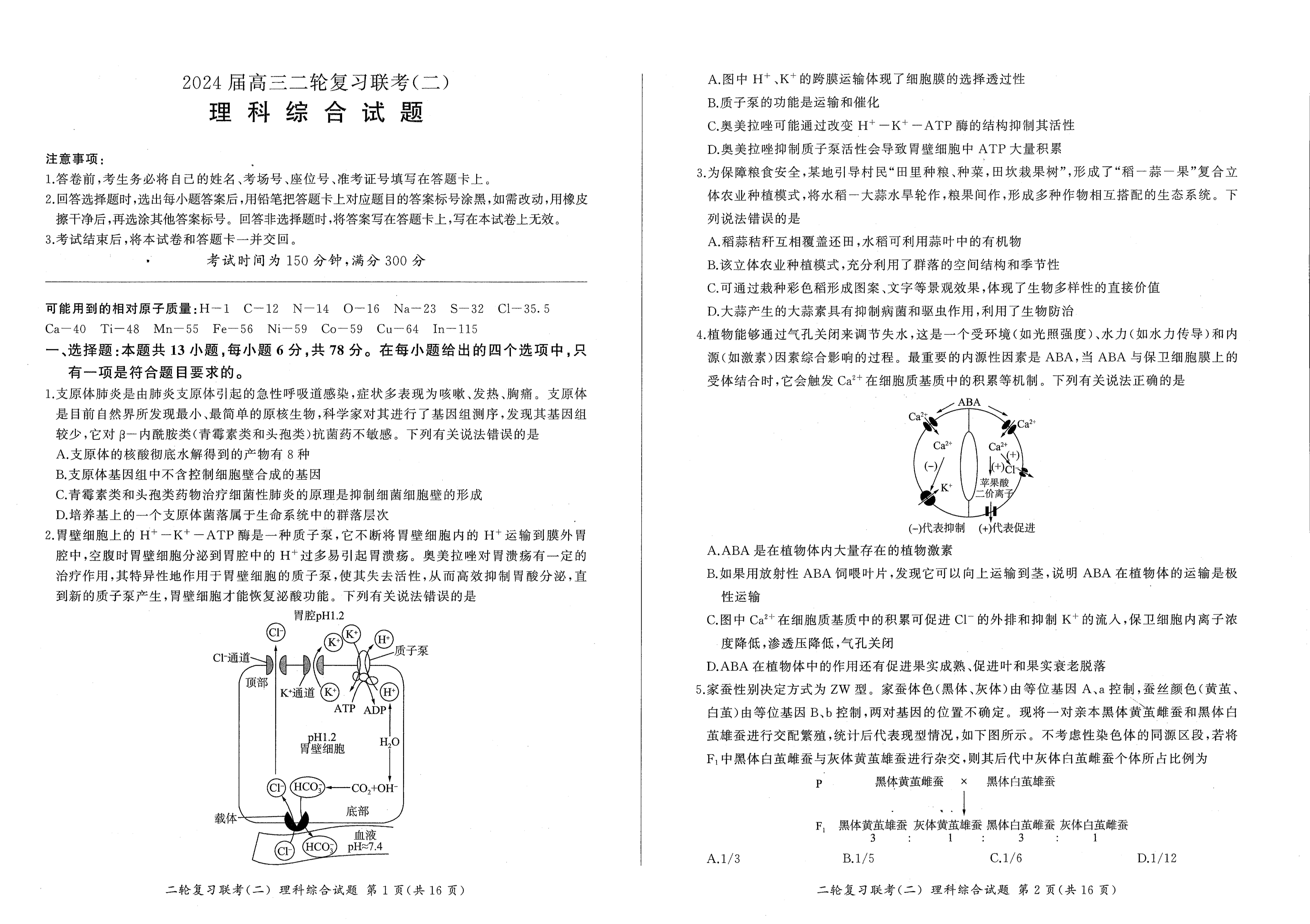 2024年高考真题——理综(全国甲卷) Word版含解析
