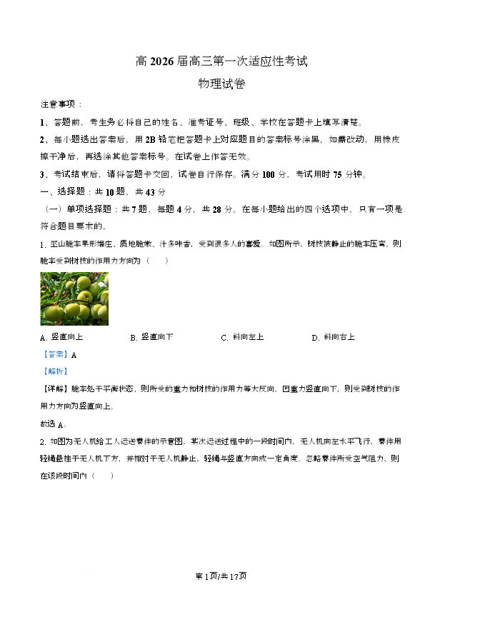 重庆市七校联盟2024-2025学年高二下学期期末考试 物理 Word版含答案
